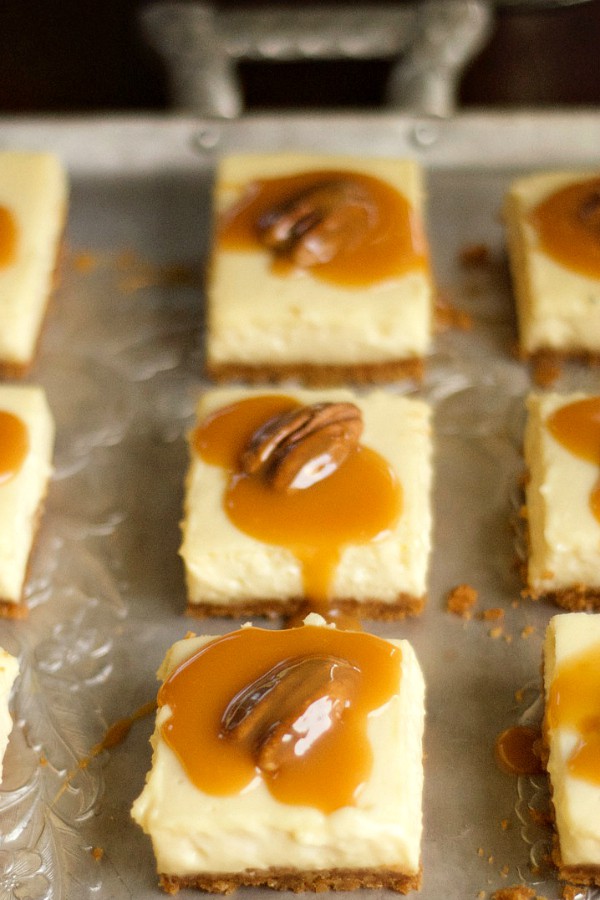 Mini cheesecakes with salted caramel topping for new year’s eve