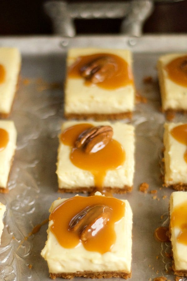 mini cheesecakes with salted caramel topping for new year’s eve