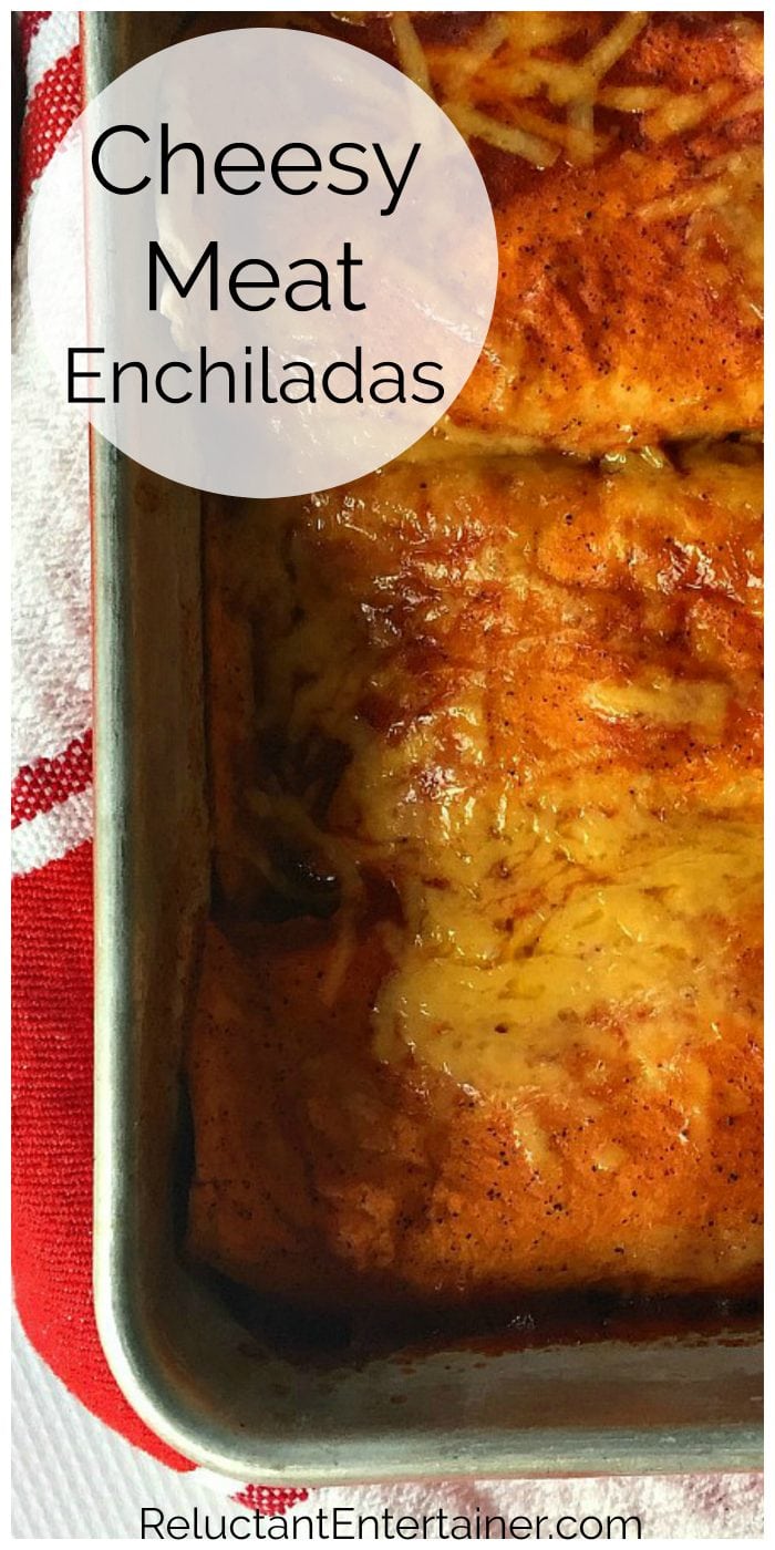 cheesy meat enchiladas with red sauce