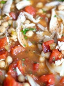 This Citrus Chicken Garbanzo Chili is great to serve at a casual gathering or a holiday chili party!
