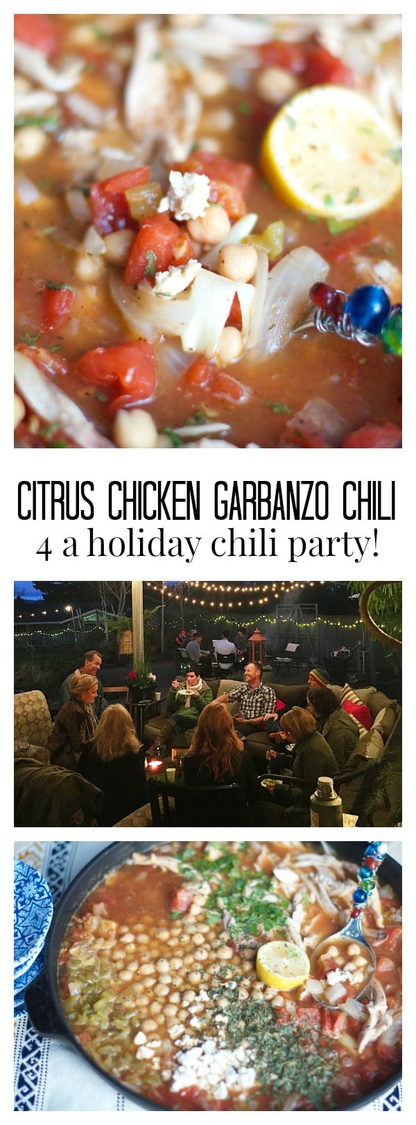 Citrus Chicken Garbanzo Chili for a Holiday Chili Party