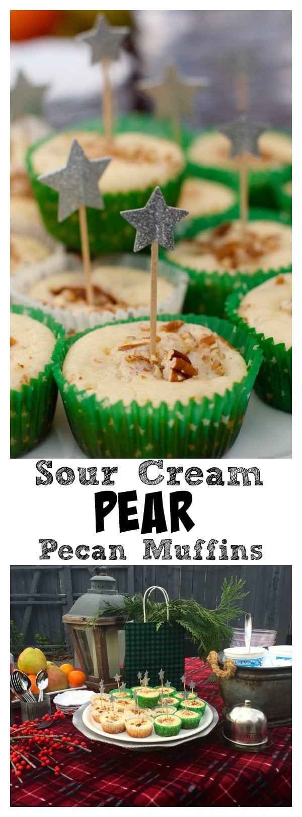 Sour Cream Pear Pecan Muffins