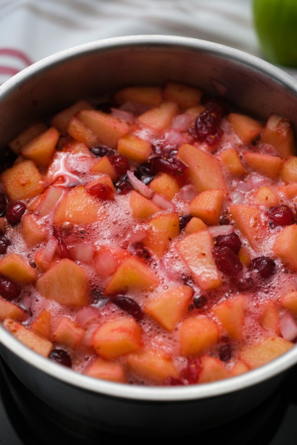 making Apple Cranberry Chutney