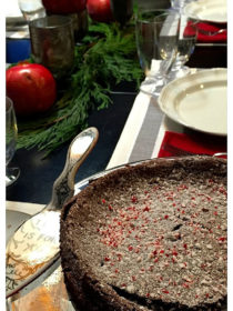 a rich chocolate flourless cake with peppermint