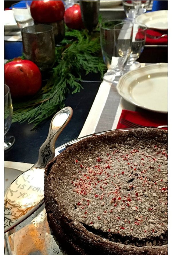 a rich chocolate flourless cake with peppermint