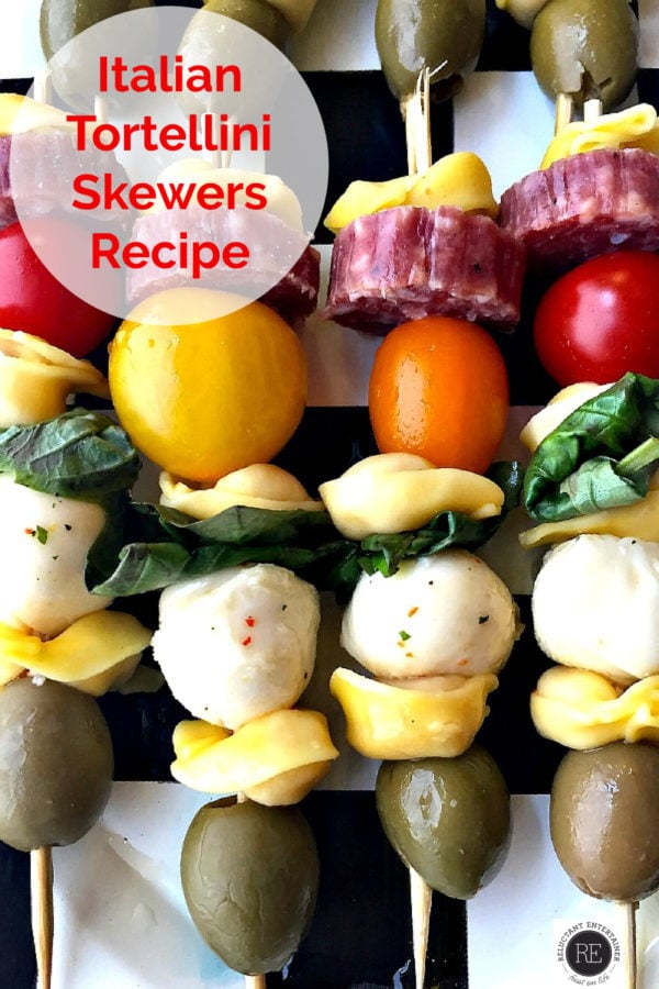 Tortellini Skewers Recipe on platter