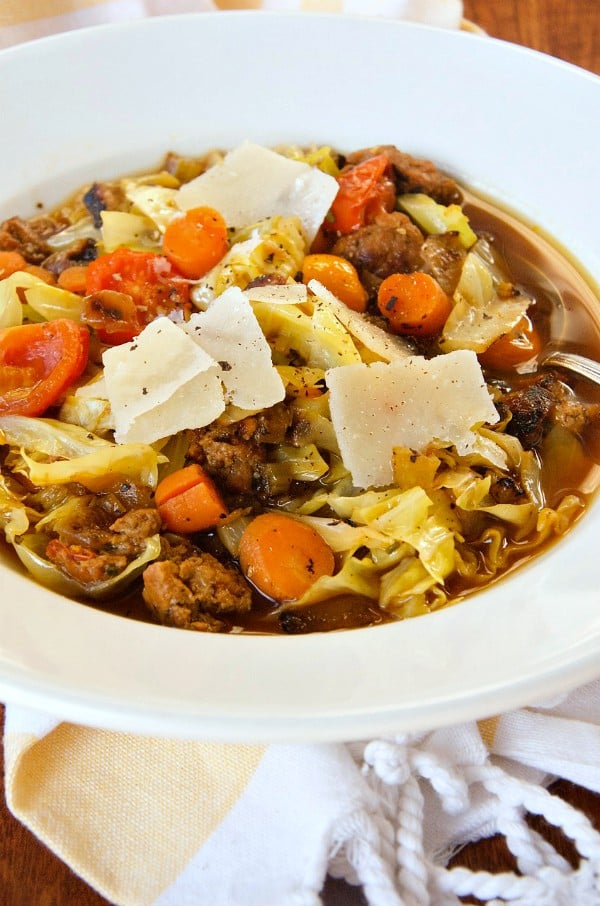 Sausage Cabbage Vegetable Soup - Reluctant Entertainer