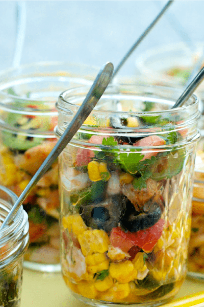 small jar of ceviche
