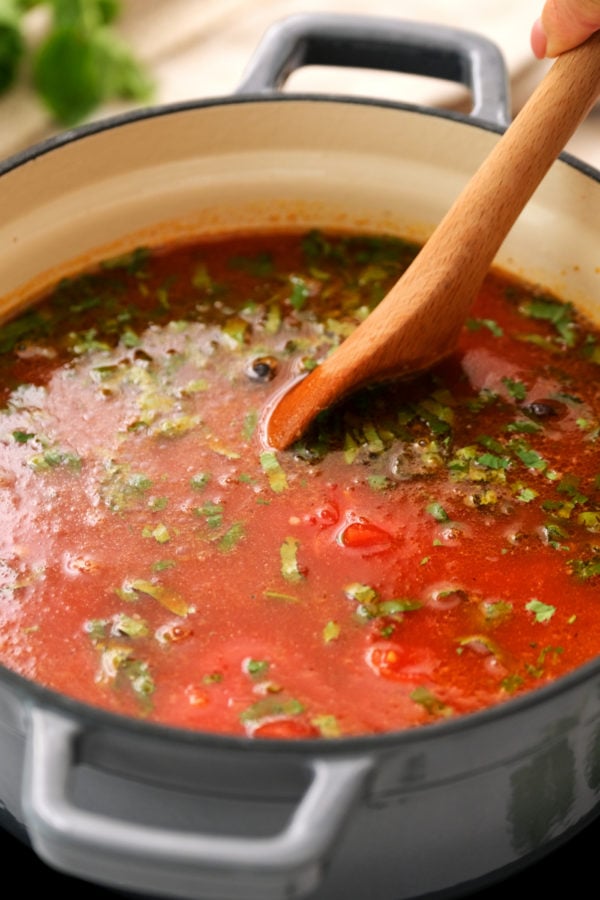 making 30-minute Turkey Lasagna Soup