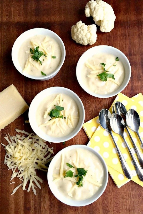 4 bowls of Cauliflower White Soup