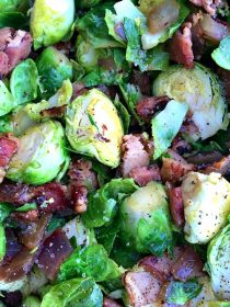 Caramelized Shallot Bacon Brussels Sprouts