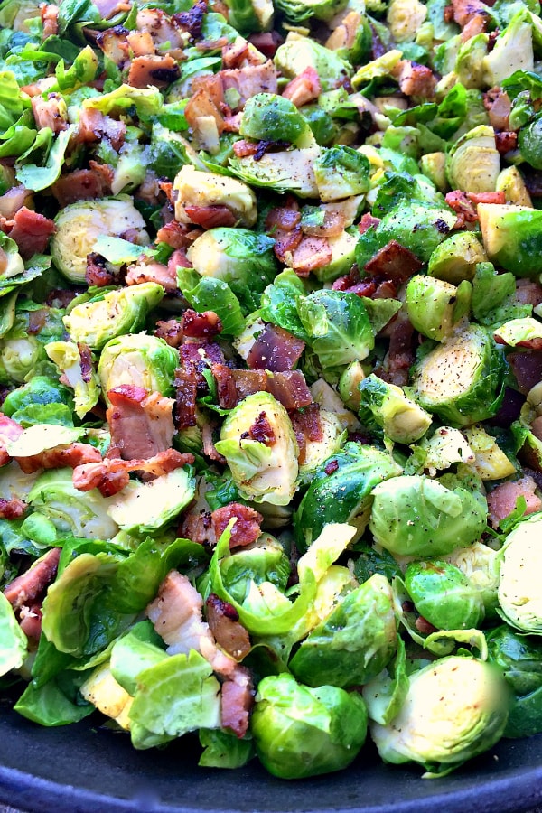 Caramelized Shallot Bacon Brussels Sprouts