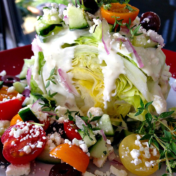 Greek Wedge Salad is an easy, fun, luncheon dish to serve with fresh ingredients!