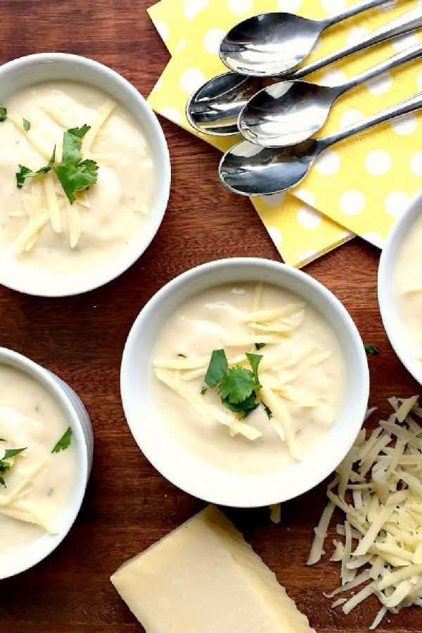 bowl of Cauliflower White Cheddar Cheese Soup