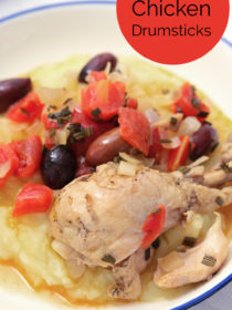 serving of Greek Style Chicken Drumsticks with potatoes