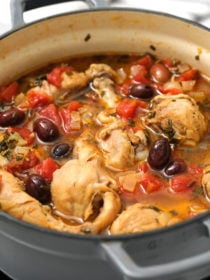 Greek Style Chicken Drumsticks in a pot