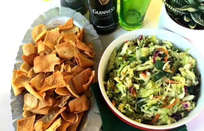 irish slaw with crackers and beer