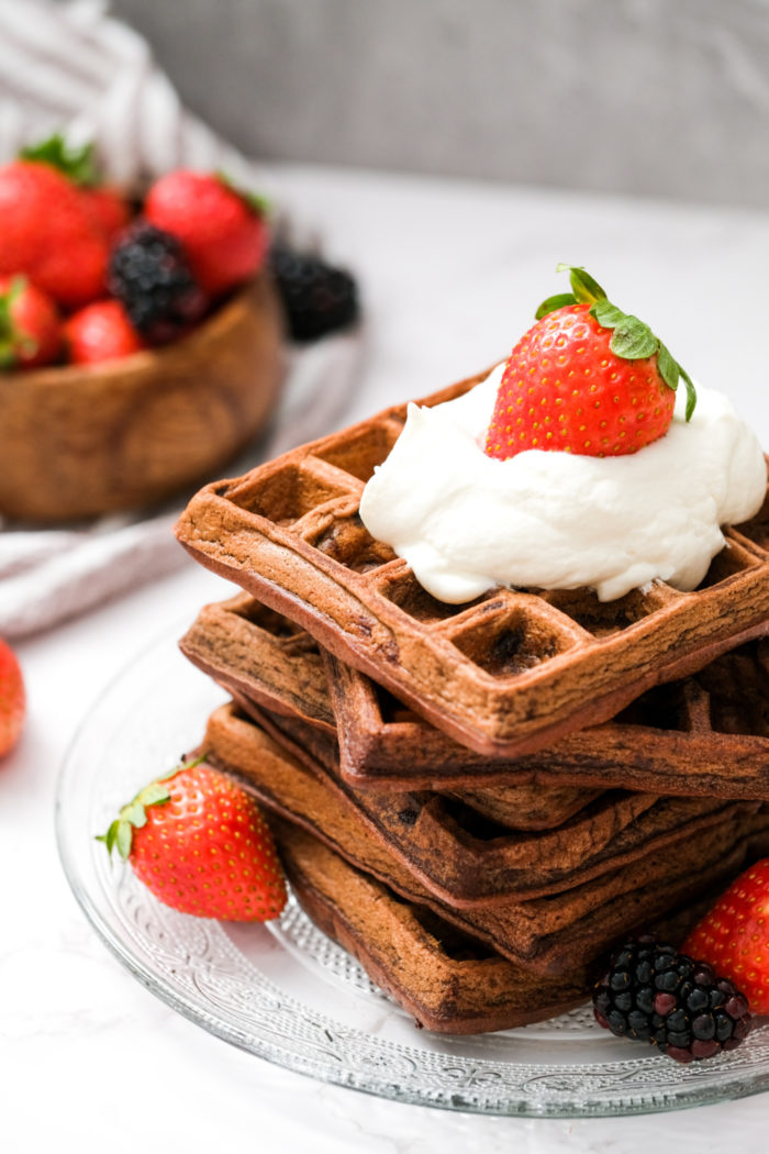 a stack of waffles