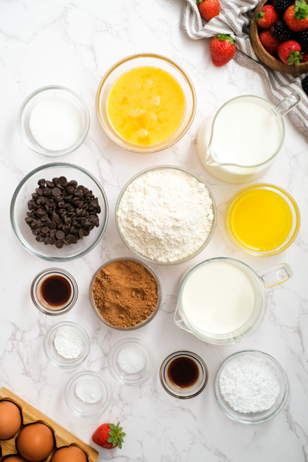 ingredients for Chocolate Buttermilk Waffles