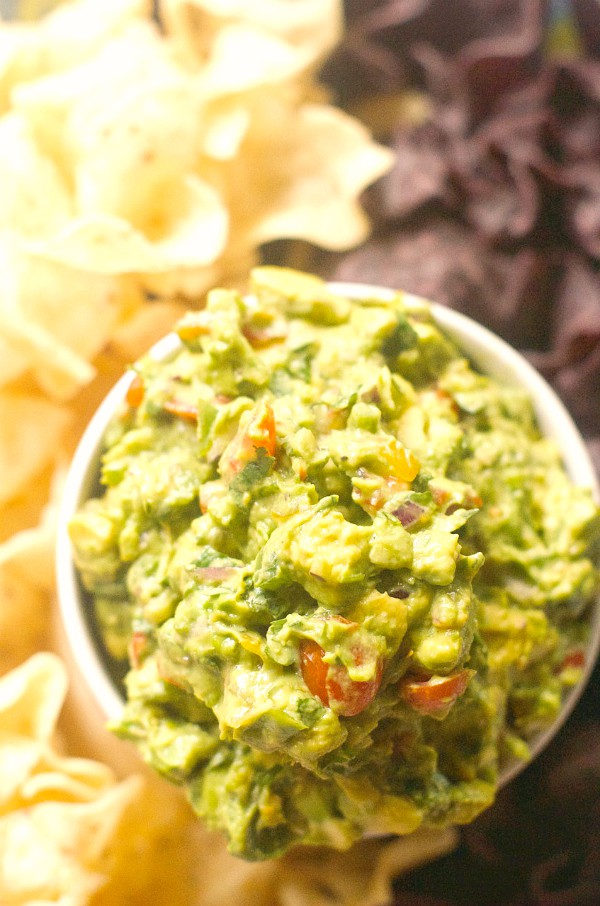 Chunky Guacamole with Garden of Eatin' Bowls Tortilla Chips - Reluctant ...