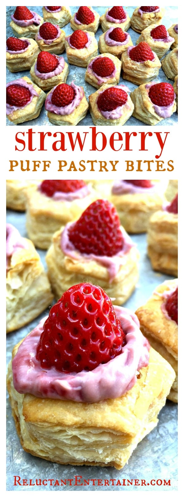 Strawberry Puff Pastry Bites for springtime or summer entertaining; perfect for Mother's Day!
