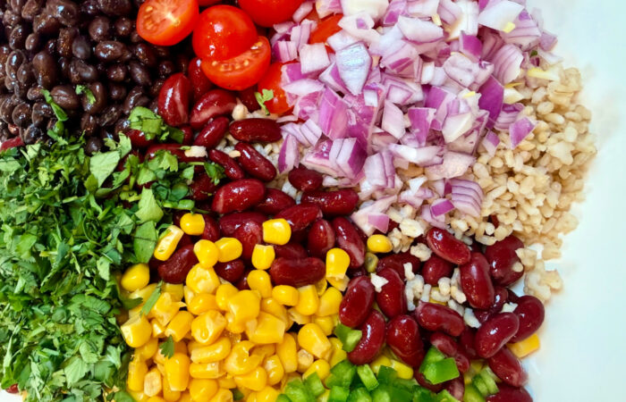 deconstructed salad with beans and rice