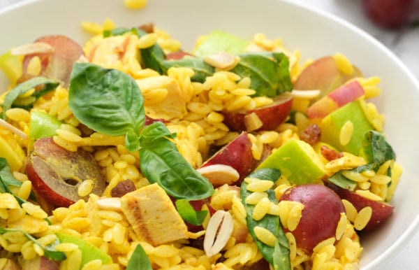 curried orzo salad with red grapes
