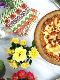 A weekend gathering, with ricotta and pears, for a Roasted Pear Ricotta Pizza!
