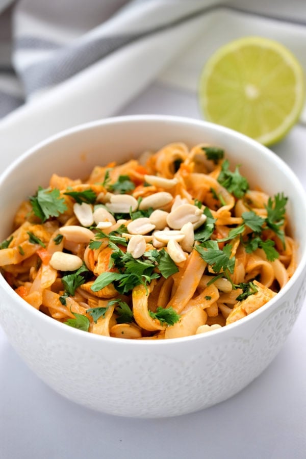 white bowl of Pad Thai Salad