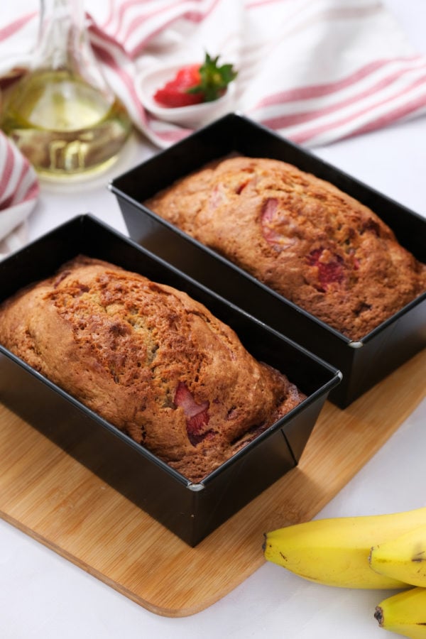 2 loaves of strawberry banana bread