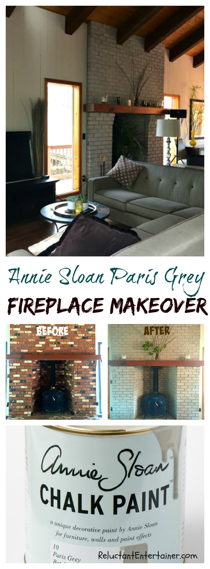 Annie Sloan Paris Grey Fireplace Makeover at ReluctantEntertainer.com