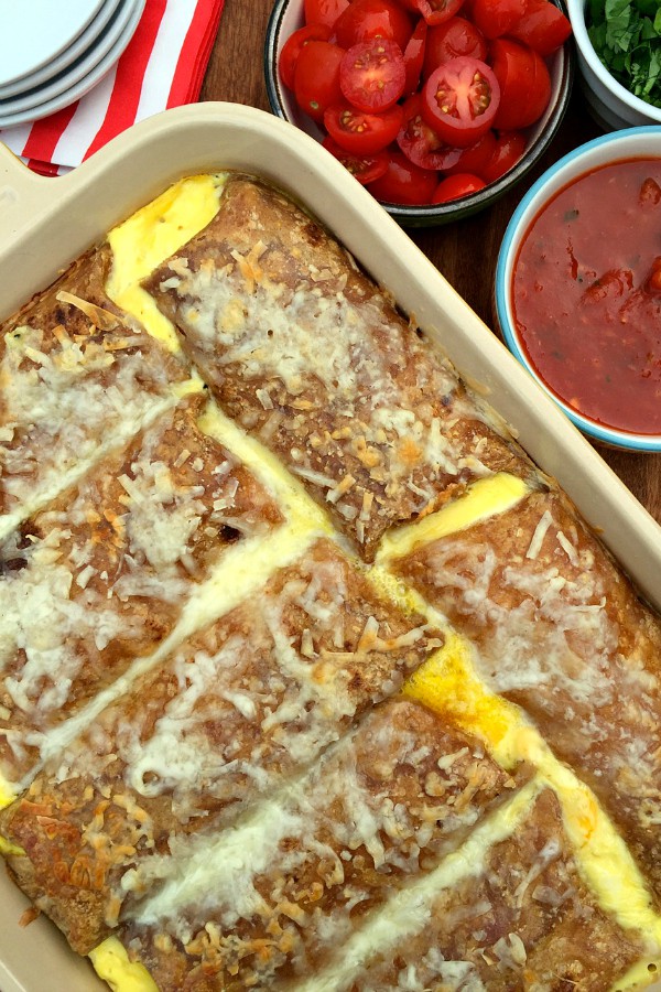 Breakfast sausage and cheese enchiladas