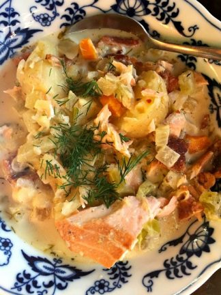 Salmon Chowder at ReluctantEntertainer.com