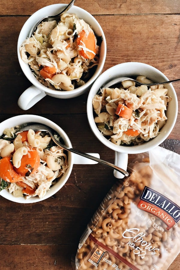 bowls of Elbow Macaroni Chicken Noodle Soup