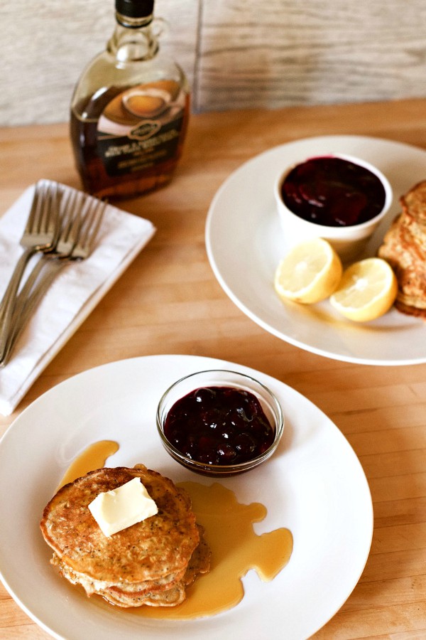 Lemon Poppyseed Pancakes with Berry Compote