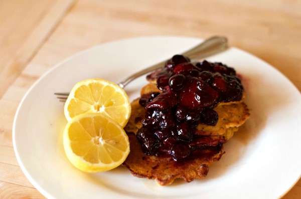 Lemon Poppyseed Pancakes with Berry Compote