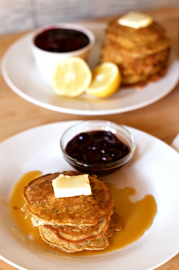 Lemon Poppyseed Pancakes with Berry Compote