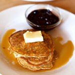 Lemon Poppyseed Pancakes with Berry Compote, the perfect breakfast for out-of-town company, made with frozen berries!