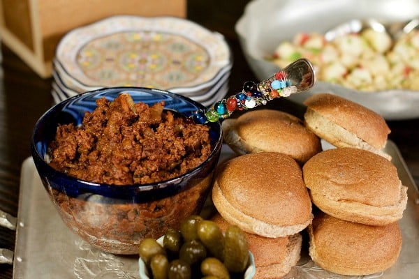 deconstructed sloppy joes on a tray