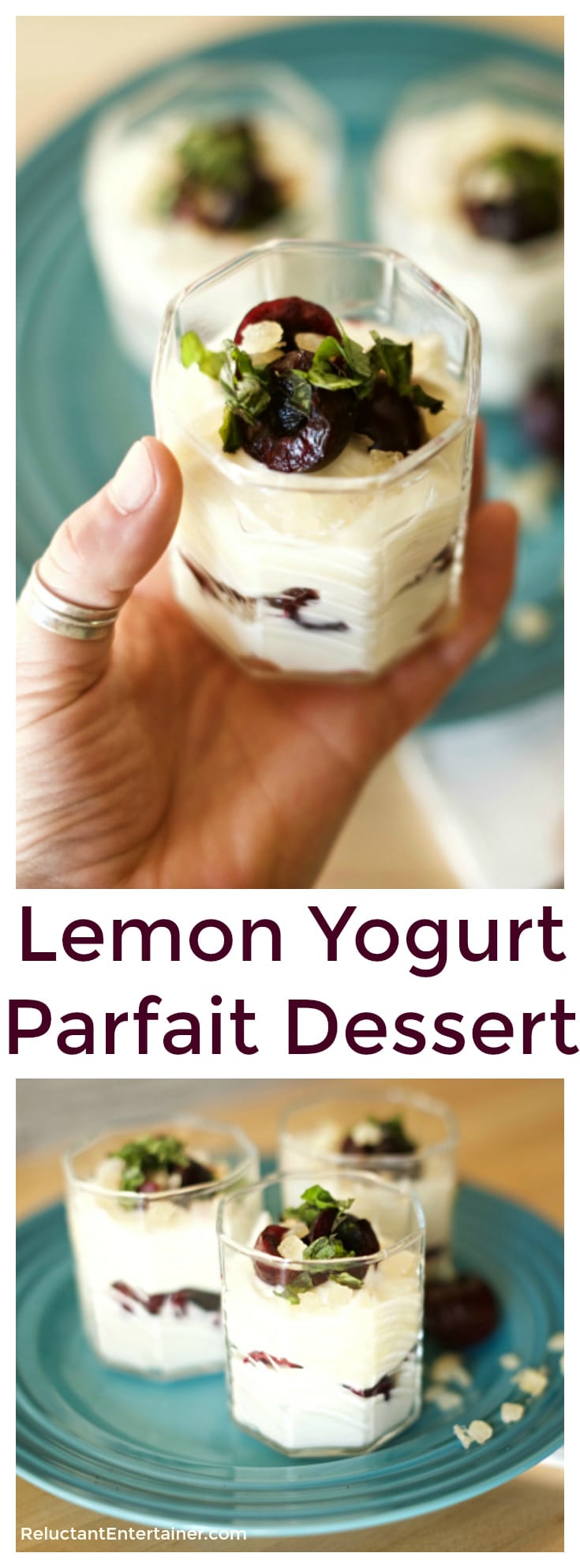 This Lemon Yogurt Parfait dessert is delicious for breakfast, but is so cheesecakey rich and sweet, it can easily pass as dessert for dinner!