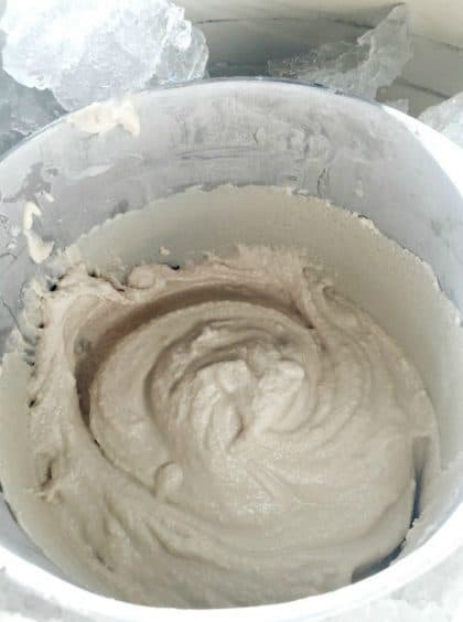 homemade vanilla ice cream with ice