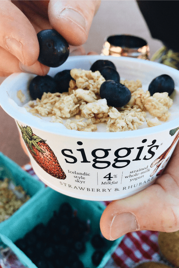 Hiking with siggi's yogurt breakfast