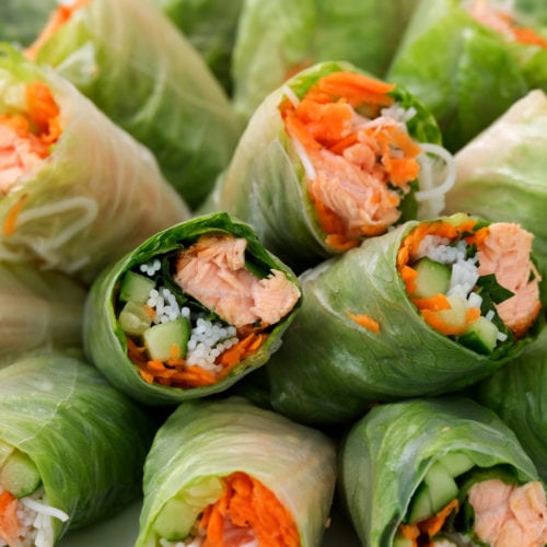 Salmon Rice Paper Sushi Roll - Unbound Wellness