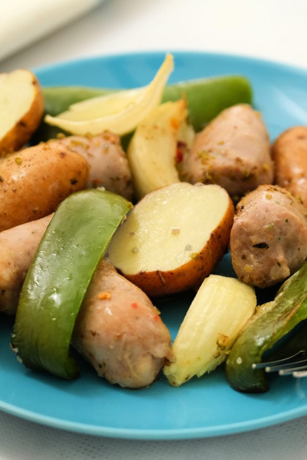 cooked Roasted Bratwurst Potatoes and Peppers