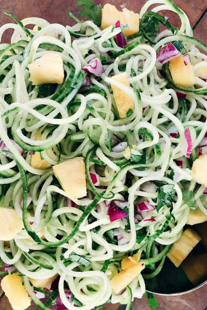 zoodle cucumbers with pineapple