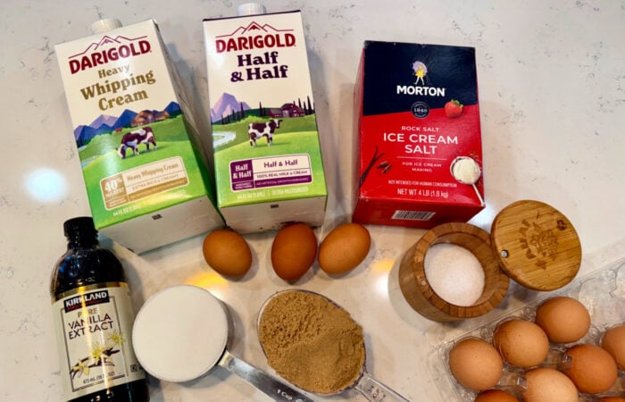 ingredients to make Homemade Vanilla Ice Cream