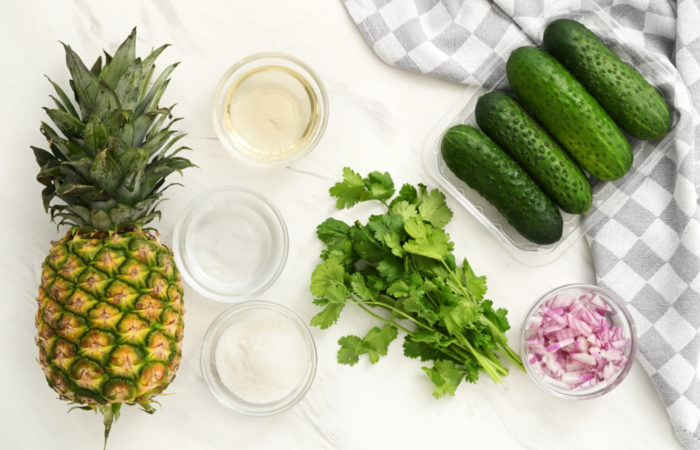 ingredients to make Spiralized Cucumber Salad with Pineapple