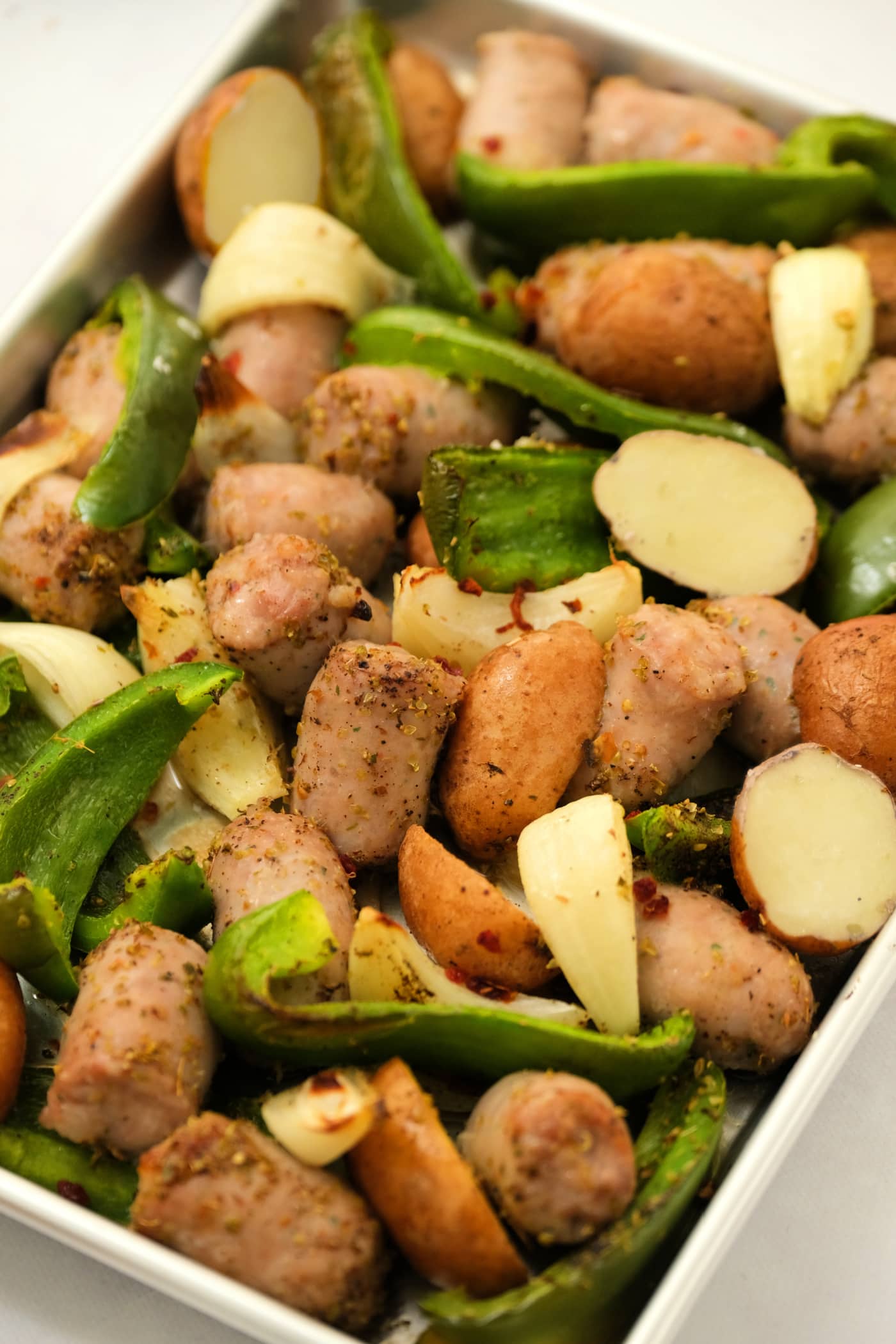 Sheet Pan Sausage and Potatoes with Peppers - Erin Lives Whole