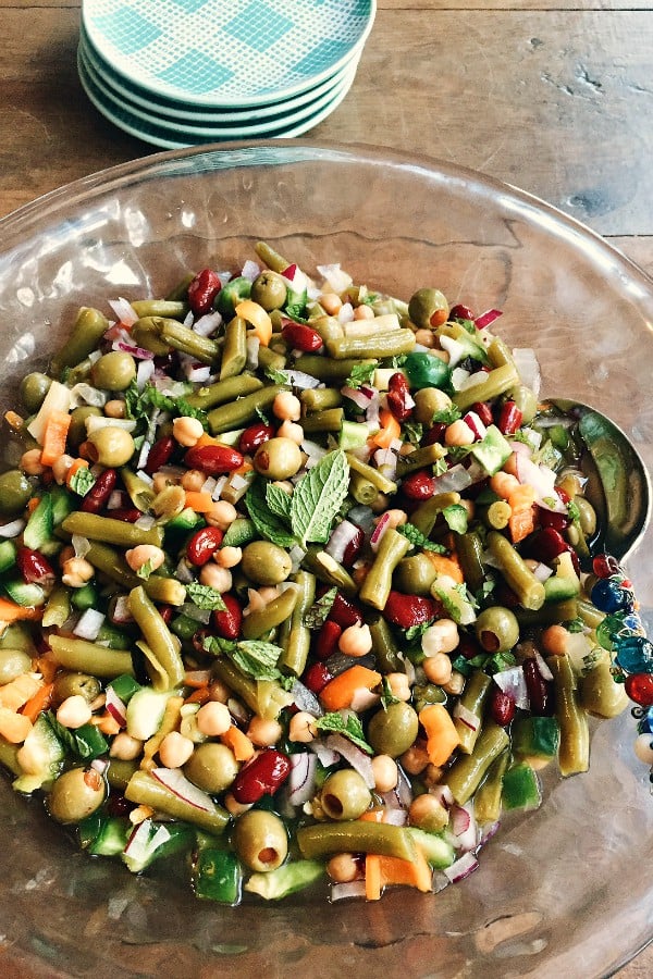 Pimiento-Stuffed Olive Three Bean Salad