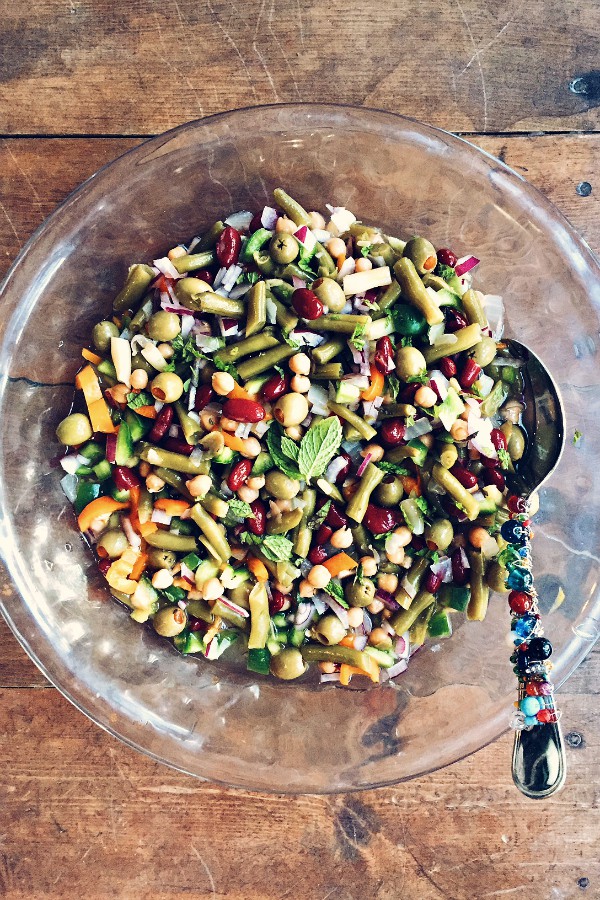 Pimiento-Stuffed Olive Three Bean Salad